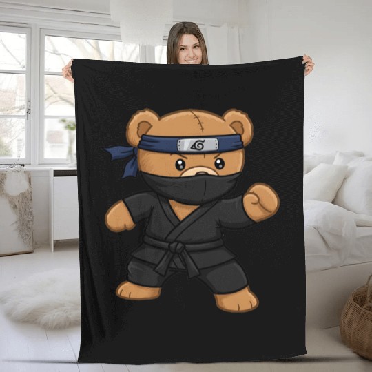 Teddy bear ninja Fleece Blankets