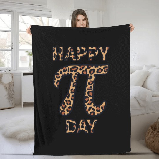 Happy Pi Day Leopard Print Celebration with Math Fleece Blankets