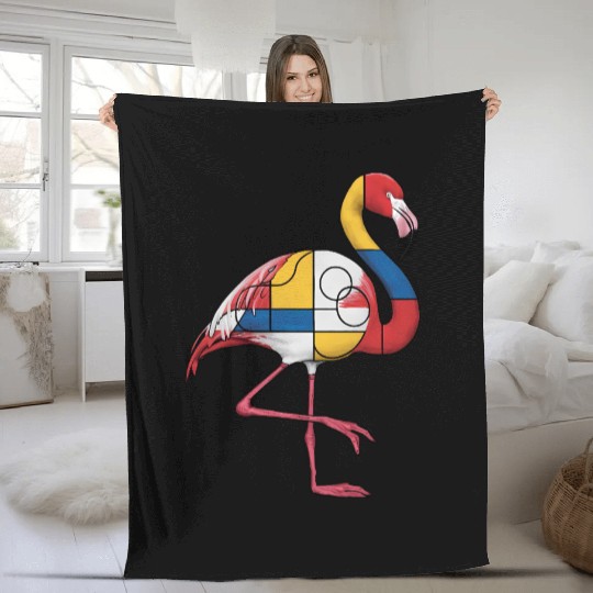 Fibonacci Flamingo Fleece Blankets