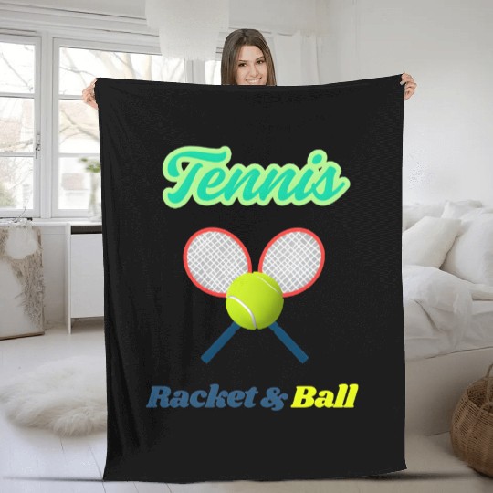 Tennis Strike - Racket & Ball Design Fleece Blankets