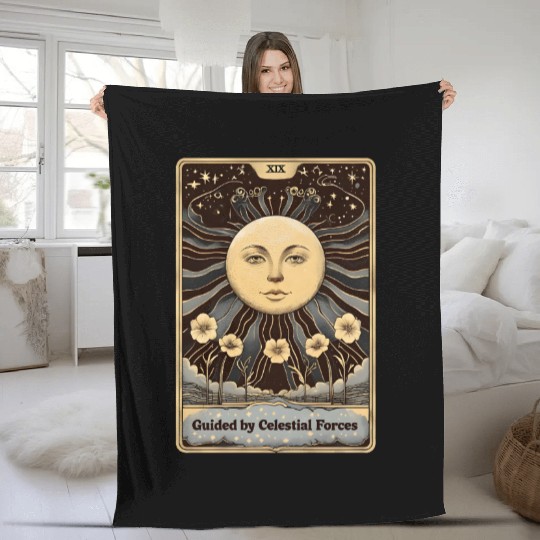 Vintage Tarot Card The Planet Fleece Blankets