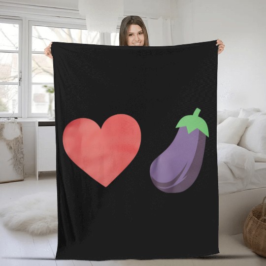 Love Eggplant Funny Gay LGBTQ Pride Fleece Blankets