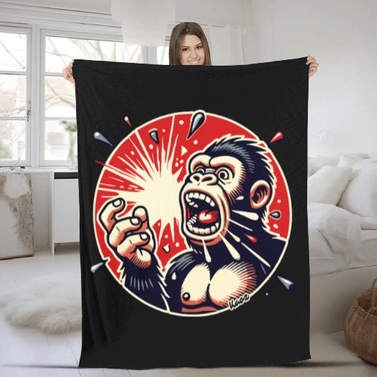 Panic Gorilla Balloon Pop Fleece Blankets