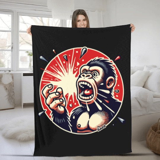 Panic Gorilla Balloon Pop Fleece Blankets