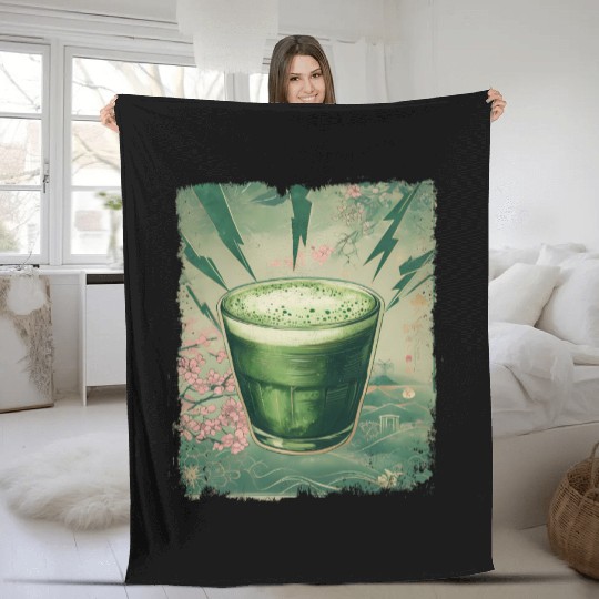 POWERED BY MATCHA - JAPAN THEME Fleece Blankets