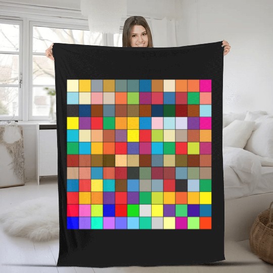 "Vibrant Multi-Color Square Box Design Fleece Blankets"
