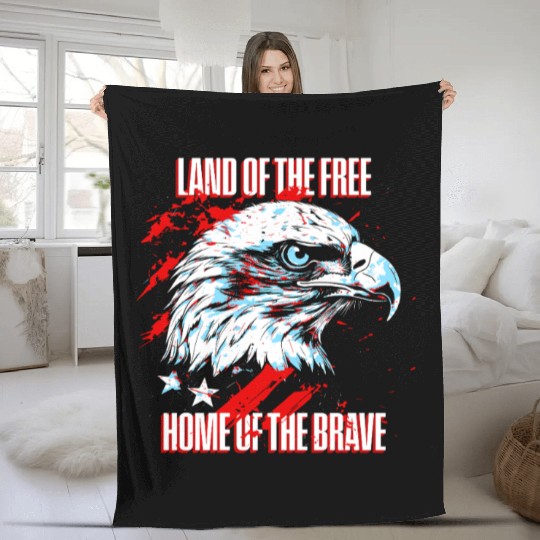 Land of the Free - Home of the Brave American Fleece Blankets