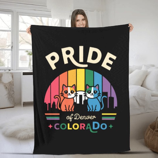 Pride of Dallas City Texas USA Rainbow Flag Fleece Blankets