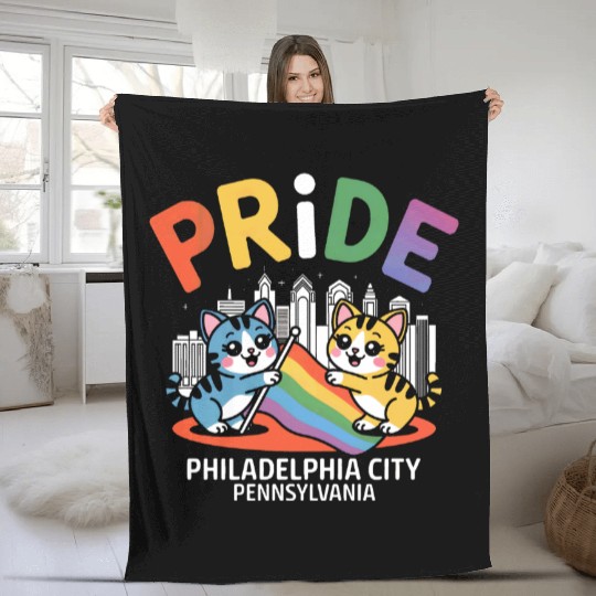 Pride Month Philadelphia City Pennsylvania USA Rai Fleece Blankets