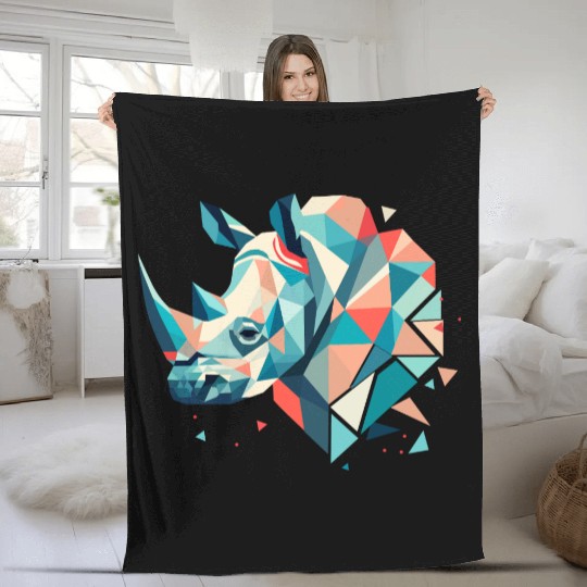 Abstract Rhinoceros - Geometric Strength Fleece Blankets