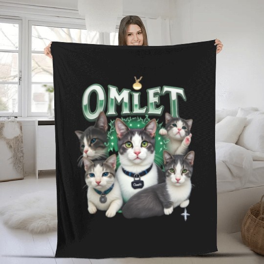 Vintage 90s Aesthetic Multi-Cat Graphic Fleece Blankets