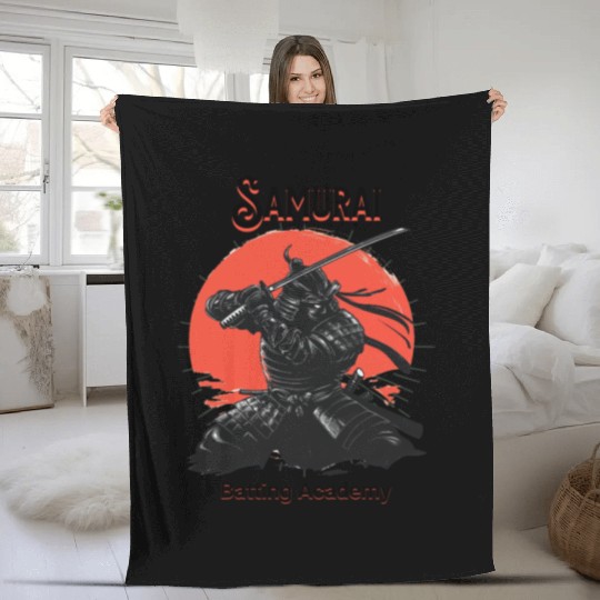 Samurai batting academy Fleece Blankets
