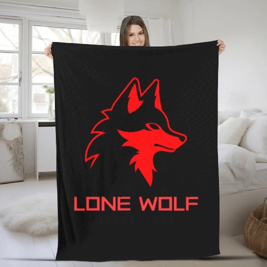 lone wolf red logo Fleece Blankets