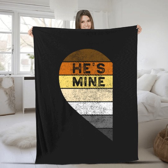 Bear Pride Couple Heart I'm His He's Mine Matching Fleece Blankets