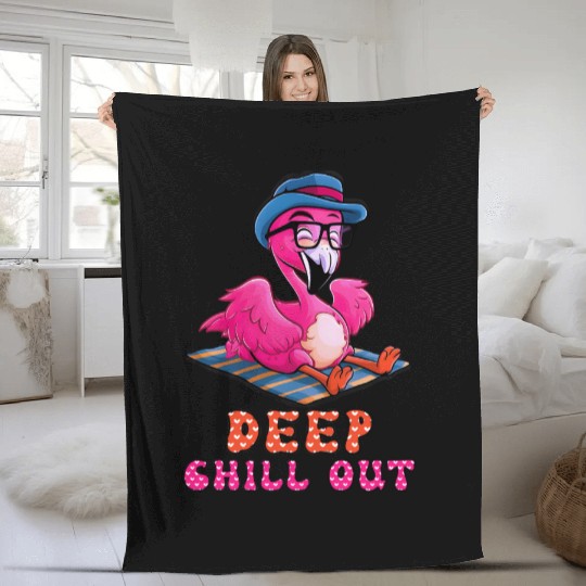 Deep Chill Out Flamingo Summer Vacation Fleece Blankets