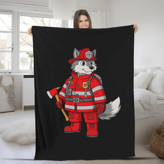 Furry fireman Fleece Blankets