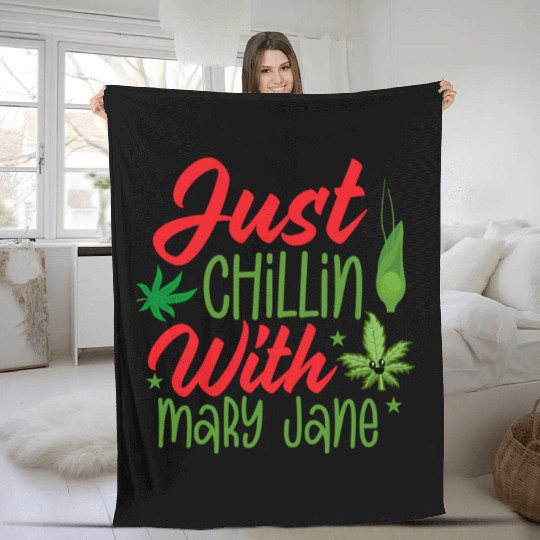 JUST CHILLIN WITH MARY JANE Fleece Blankets