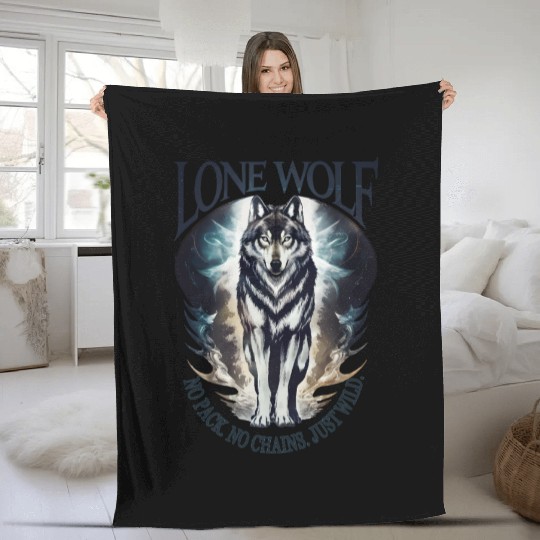 Lone Wolf - No Pack, No Chains, Just Wild Fleece Blankets