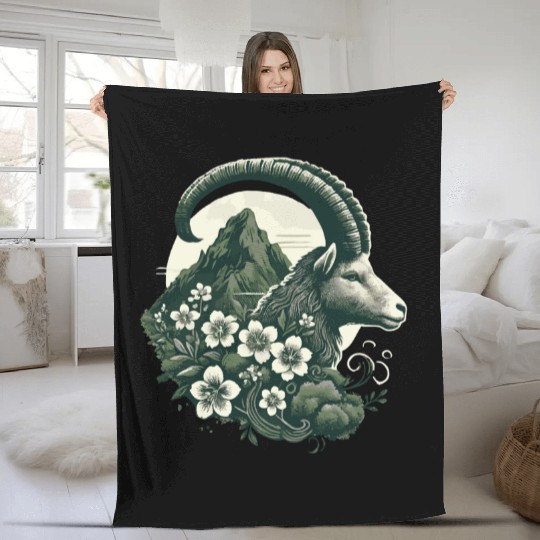 Capricorn Zodiac Sign - Mountain Goat Astrology Fleece Blankets