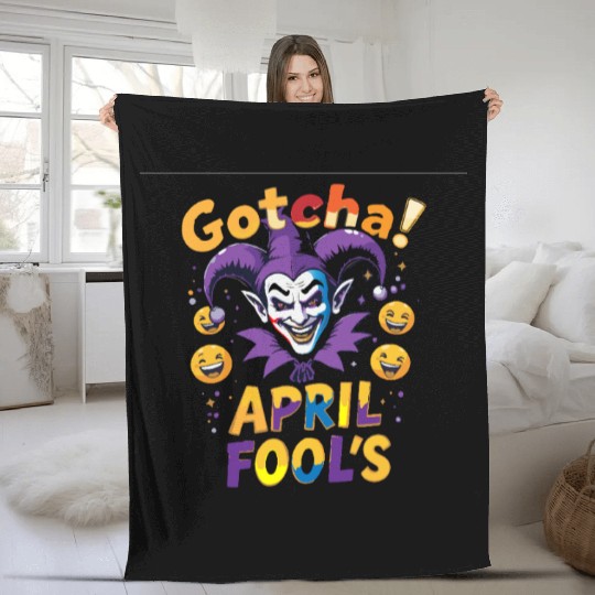 "Gotcha! April Fool’s – Funny Jester & Prank Fleece Blankets
