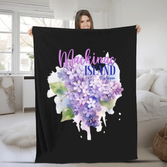 Mackinac Island Michigan Lilacs Lilac Festival Sta Fleece Blankets