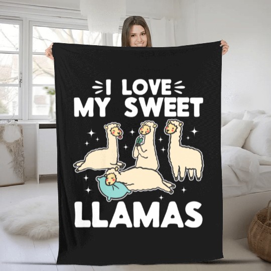 Llama Lover - I love my sweet Llamas Fleece Blankets