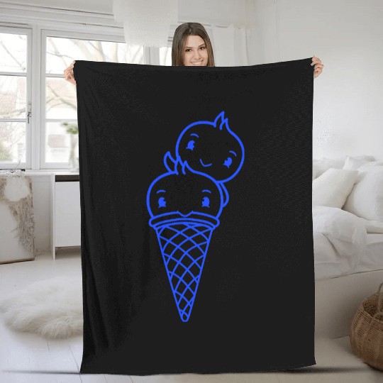 Two Birds Ice Cream Waffle Scoops Greeting Waving Fleece Blankets