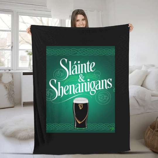 Slainte And Shenanigans Fleece Blankets