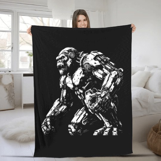 Mech gorilla Sci-Fi Robot Cyberpunk Future Fleece Blankets