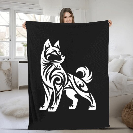 Tribal Husky With Mystical Charisma Fleece Blankets