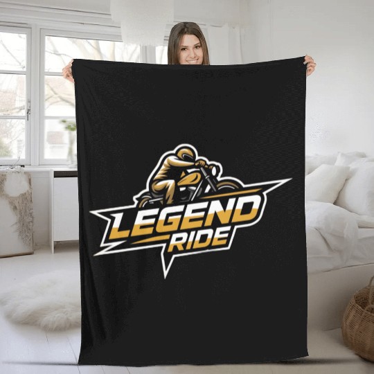 "LEGEND RIDE" | Black & Gold | Biker Fleece Blankets