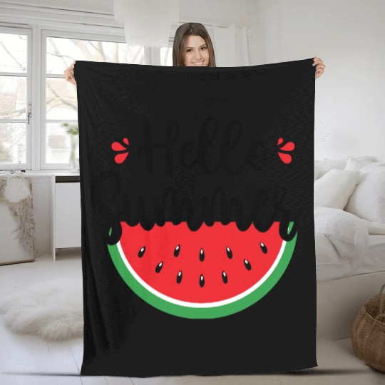 Hello Summer Watermelon Sweet Summer Fleece Blankets