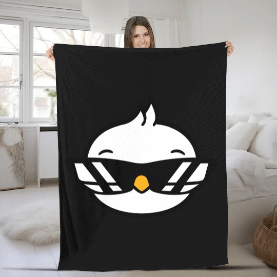 Bird Sunglasses Cool Black Glasses Coolness Duck Fleece Blankets