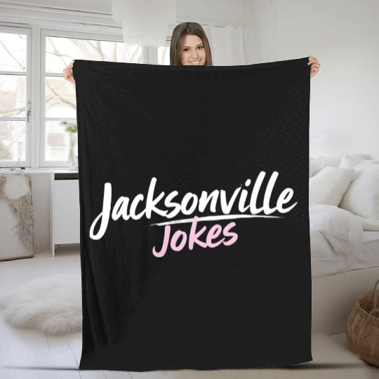 Jacksonville Jokes Brushstroke Text Design in Pink Fleece Blankets