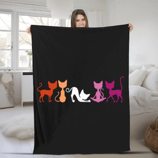 Elegant Cats in Lesbian Colors Yoga & Stretching Fleece Blankets