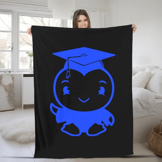Bird School College Graduation Hat Education Cute Fleece Blankets