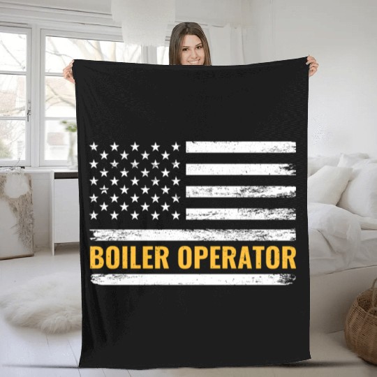 Boiler Operator American Flag Work Pride Fleece Blankets