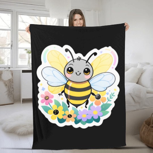 A bee chubby cartoon Fleece Blankets