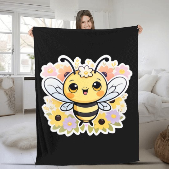 A bee chubby cartoon Fleece Blankets