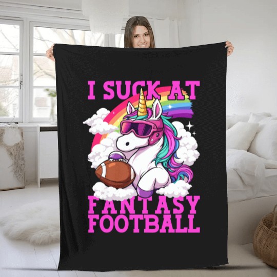 Fantasy Football Loser Unicorn I Suck At Fantasy Fleece Blankets
