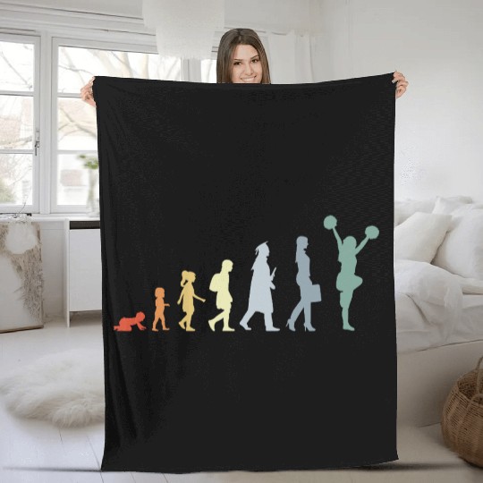 Vintage Cheerleader Evolution Fleece Blankets
