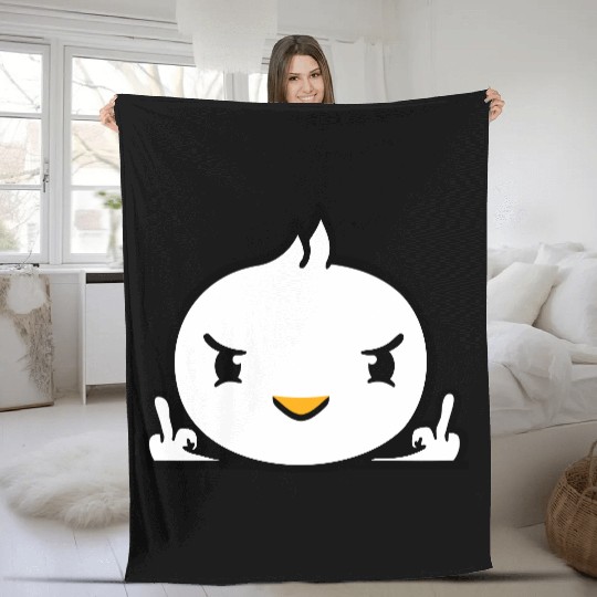 Bird Evil Middle Finger Show Bad Boy Behind Fence Fleece Blankets