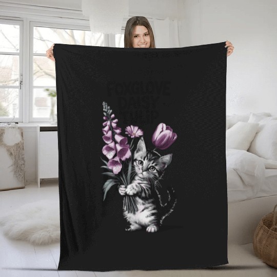 Subtle Floral Anti Trump Flowers Foxglove Daisy Fleece Blankets