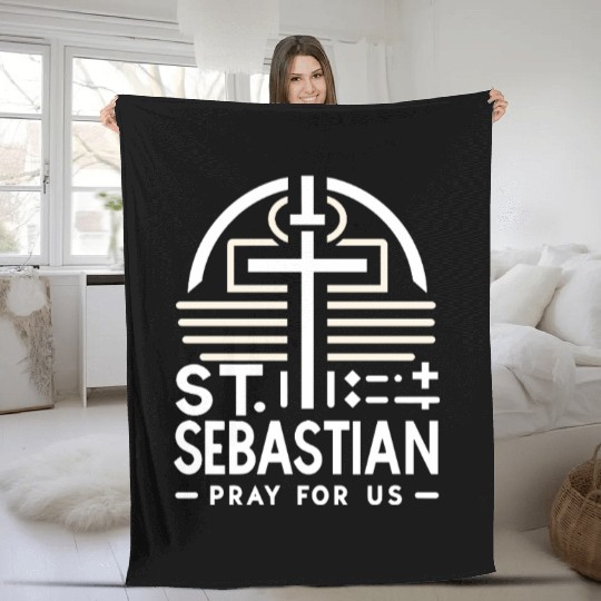 St. Sebastian Pray for Us Catholic Patron Saint Fleece Blankets