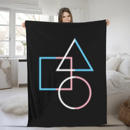 Trans Pride Shapes Circle Square Minimal Art Fleece Blankets