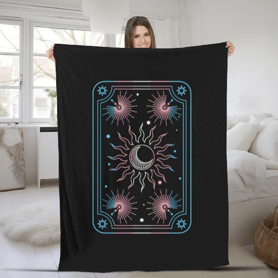 Mystical Transgender Tarot Card with Sun and Moon Fleece Blankets