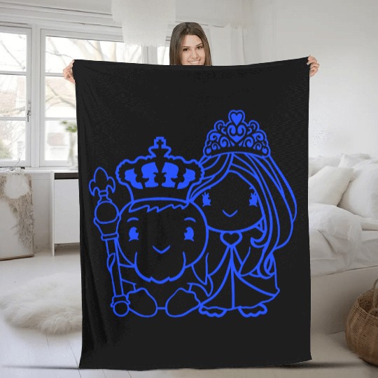 2 Ducks King Queen Prince Princess Couple Crown Fleece Blankets