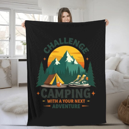 Challen Camping with your next adventure Fleece Blankets