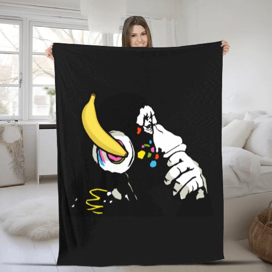 DJ chimpanzee , Banana headphones Fleece Blankets