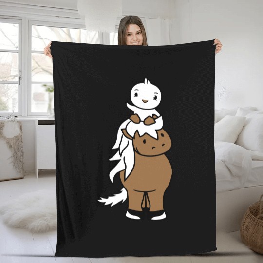 Duck Riding Head Sitting Horse Rider 2 Friends Fun Fleece Blankets